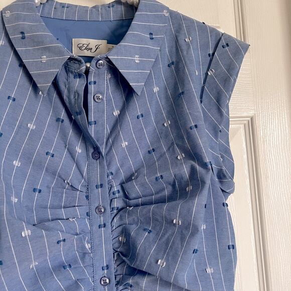 Eliza J Poplin Pinstripe Shirt Dress NWT Nordstrom Size 10 Blue - Picture 3 of 8